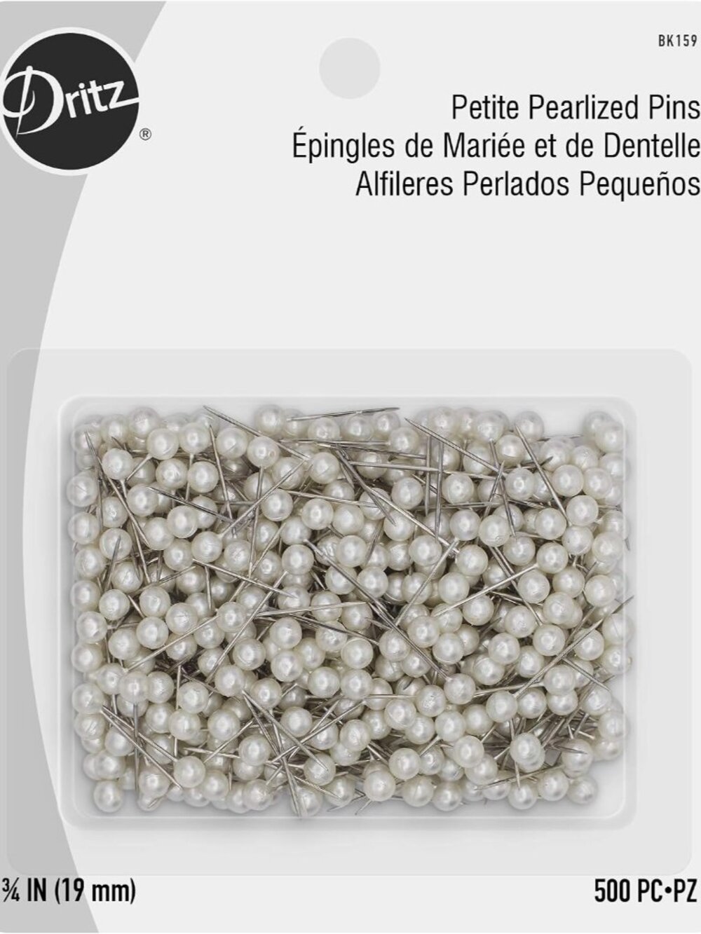 Petite Pearlized Size 12 3/4in White Pearl Heads Pins-Straight